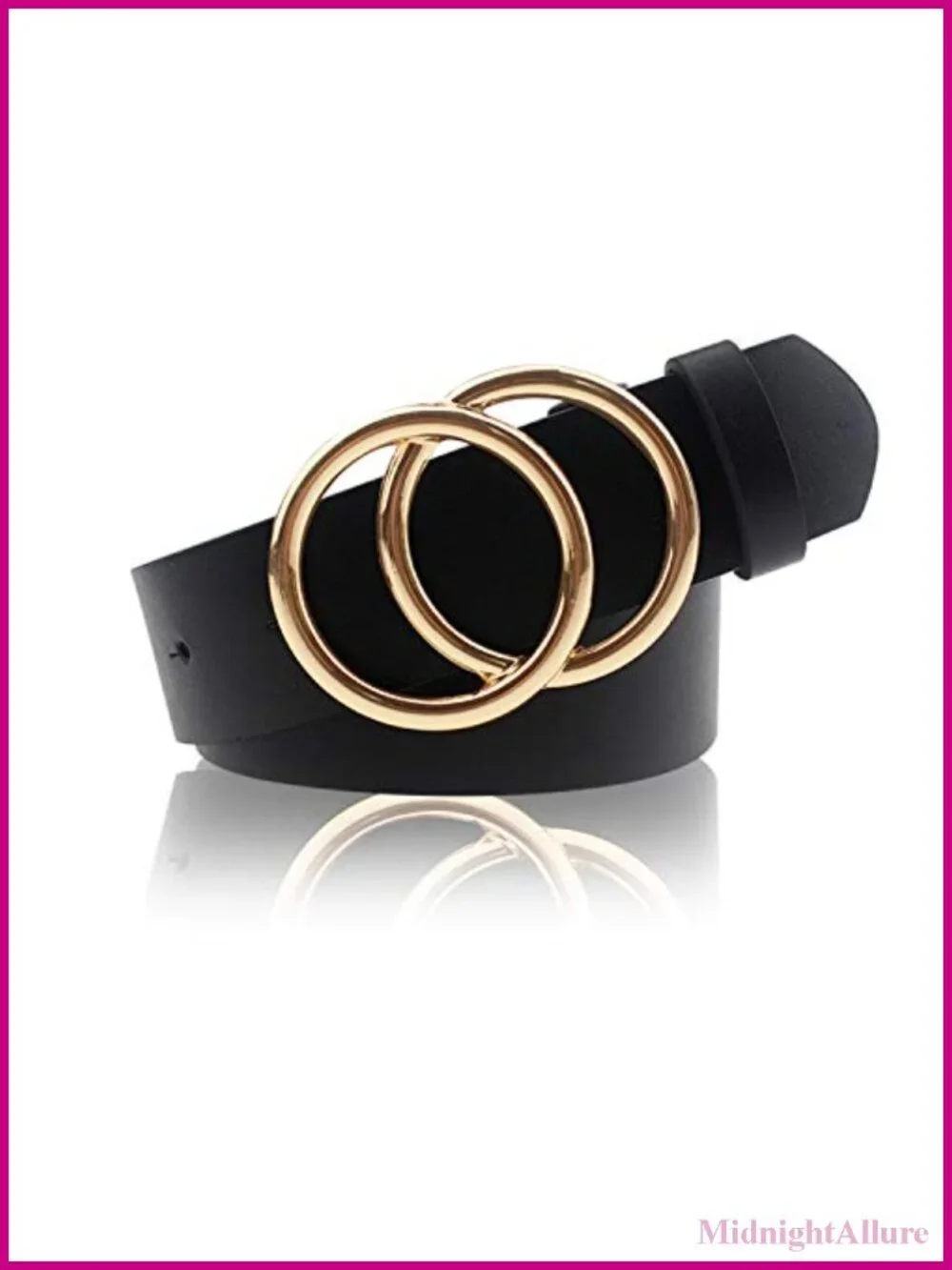 Women's PU Leather Double O Ring Waist Belt Faux Leather